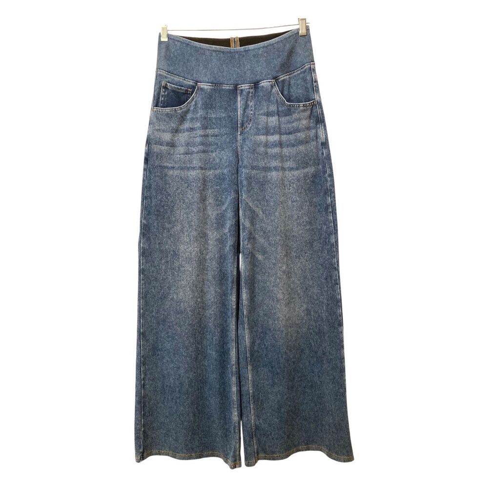 Halara Flex High Waisted Wide Leg Jeans in Medium Blue Wash Size Medium EUC